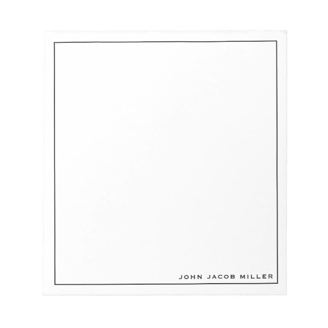 Minimalist Simple Black Square Border Notepad (Front)