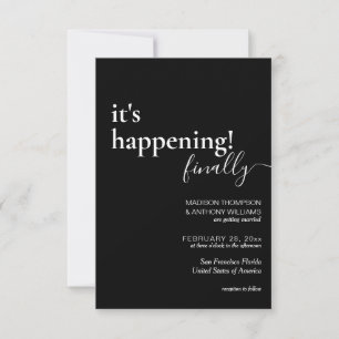Minimalist Simple Black White Photo Wedding Invitation