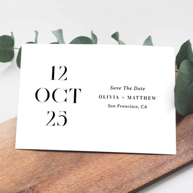 Minimalist Simple Black & White Photo Wedding Save The Date (Creator Uploaded)