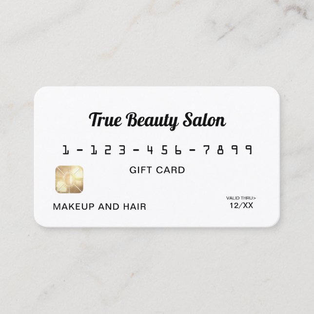 Minimalist Simple Black White Script Gift Credit Business Card (Front)