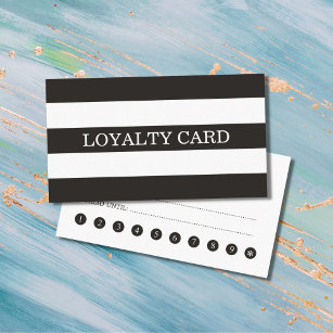 Minimalist Simple Black White Stripes Loyalty Card