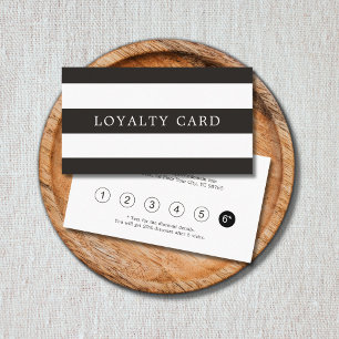 Minimalist Simple Black White Stripes Loyalty Card