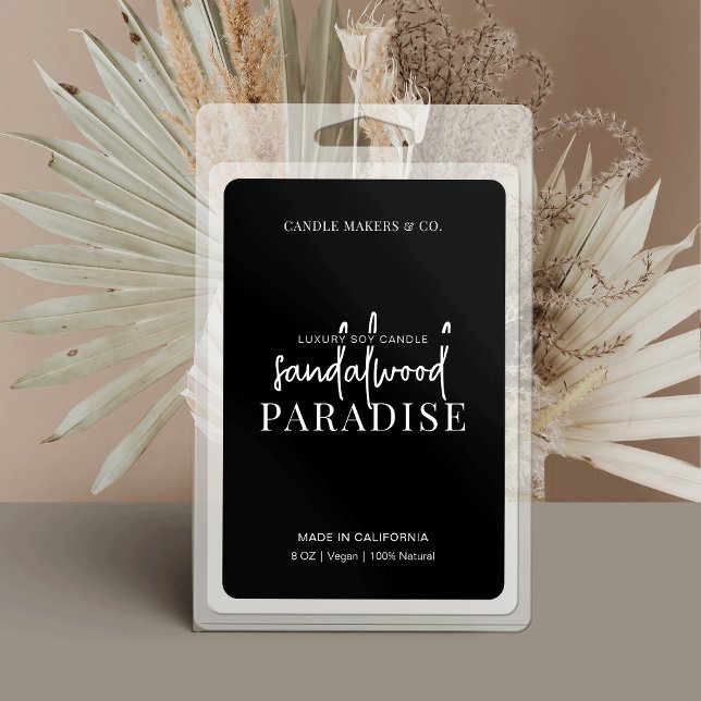 Minimalist Simple Black & White Wax Melt Label (Back wax melt labels, perfect to use on clamshells, boxes or doy pack pouches)