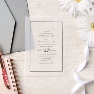 Minimalist Simple Black & White Wedding Invitation