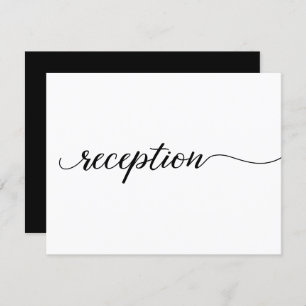 Minimalist Simple Black white wedding reception Enclosure Card
