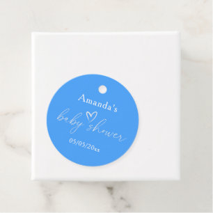 Minimalist Simple Blue Baby Shower Favour Tags