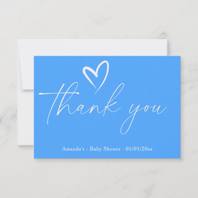 Minimalist Simple Blue Baby shower thank you Card (Front)