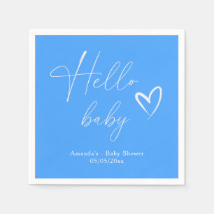 Minimalist Simple Blue Hello Baby Napkin