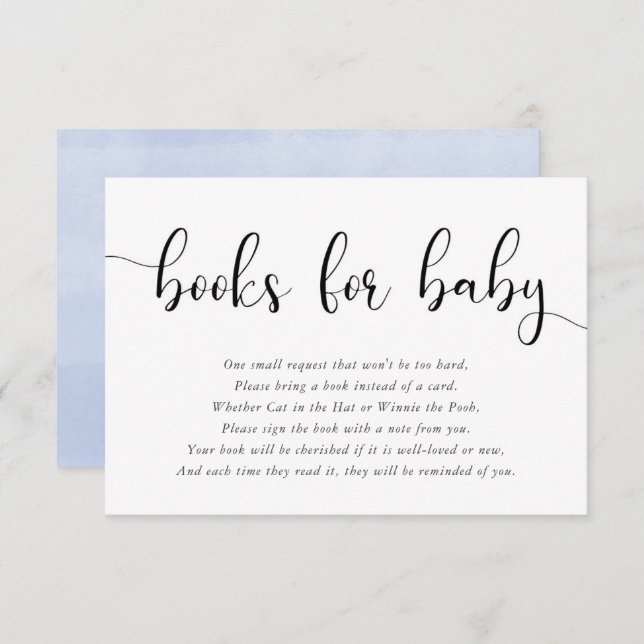 Minimalist simple blue white black books for baby enclosure card (Front/Back)