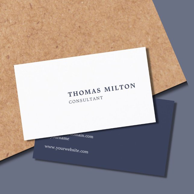 Minimalist Simple Blue White Consultant Business Card (Creator Uploaded)
