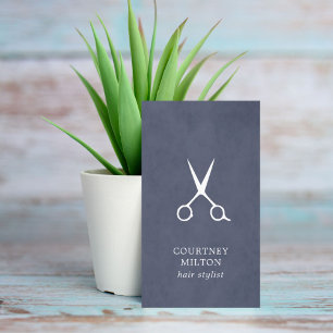 Minimalist Simple Blue White Hair Stylist Business Card