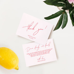 Minimalist Simple Blush Pink & Red Thank You Card