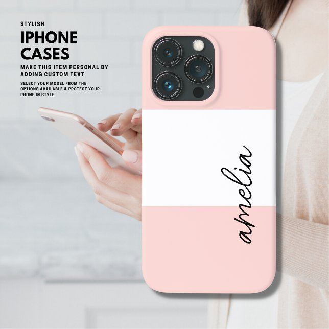 Minimalist Simple Blush Pink Stripe Colour Block Case-Mate iPhone Case (Creator Uploaded)