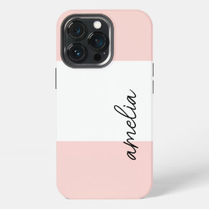 Minimalist Simple Blush Pink Stripe Colour Block iPhone 13 Pro Case