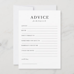 Minimalist Simple Bride To Be Advice Card