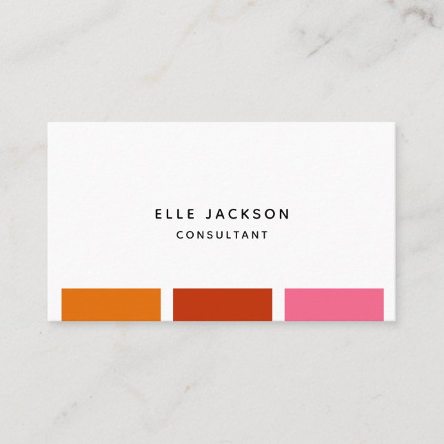 Minimalist Simple Bright Customise Colour Swatch Business Card (Front)