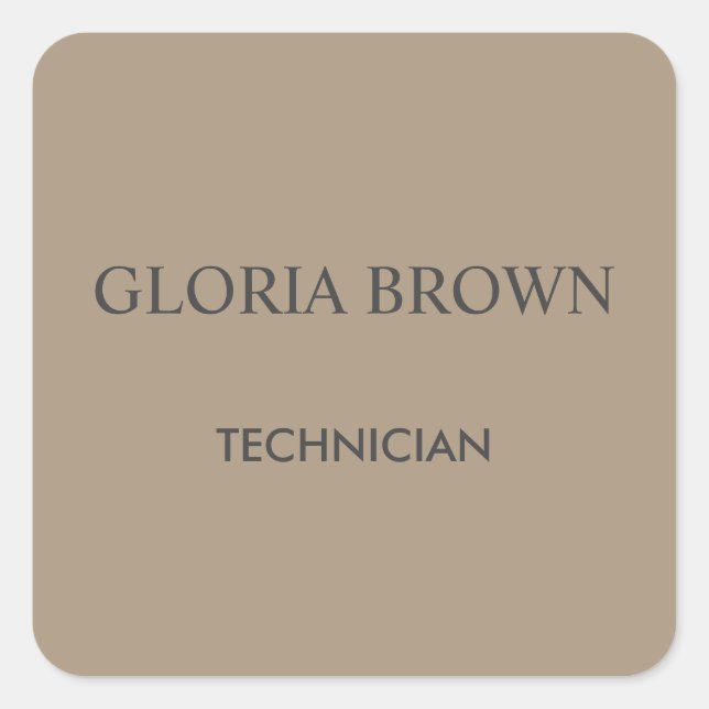 Minimalist simple brown business square sticker (Front)