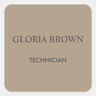 Minimalist simple brown business square sticker