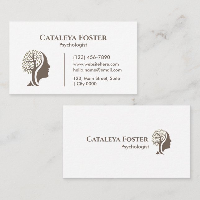Minimalist Simple Calm Ivory Head Trees Silhouette Business Card (Front/Back)