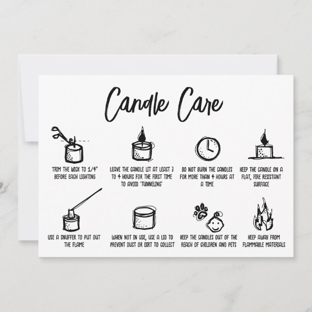 Minimalist Simple Candle Care Thank You Add Logo Card (Front)