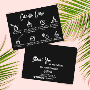 Minimalist Simple Candle Care Thank You Add Logo Enclosure Card