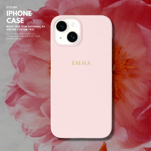Minimalist Simple Chic Blush Pink Gold Monogram iPhone 14 Case
