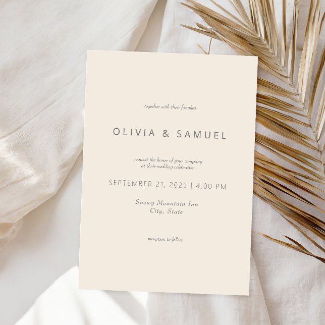Minimalist Simple Chic Champagne Wedding Invitation (Creator Uploaded)