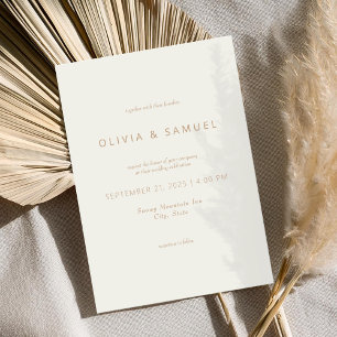 Minimalist Simple Chic Ivory Tan Wedding Invitation