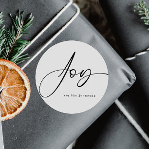 Minimalist Simple Christmas Holiday Joy Classic Round Sticker