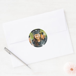 Minimalist Simple Circle Modern Graduation Photo Classic Round Sticker