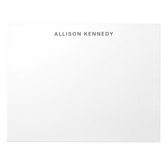 Minimalist Simple Clean Classic Modern Basic Grey Notepad (Front)