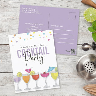 Minimalist Simple Cocktail Party Modern Invitation Postcard