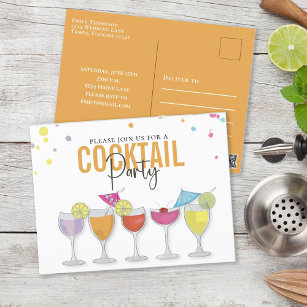 Minimalist Simple Cocktail Party Modern Invitation Postcard