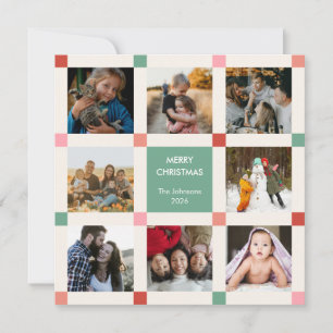 Minimalist simple colour blocks collage photo holiday card