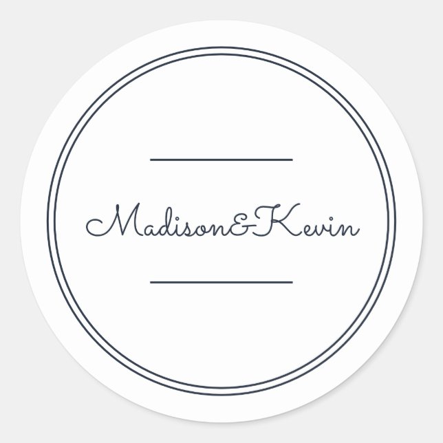 Minimalist Simple Cursive Script Wedding Classic Round Sticker (Front)