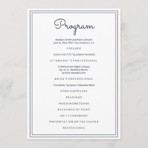 Minimalist Simple Cursive Script Wedding Programme