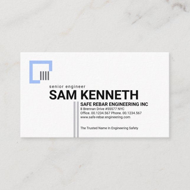Minimalist Simple Double Line Engineering Business Card (Front)