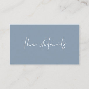 Minimalist Simple Dusty Blue Wedding Details Enclosure Card
