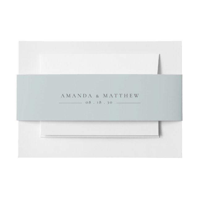 Minimalist Simple Dusty Blue Wedding Invitation Belly Band (Front Example)