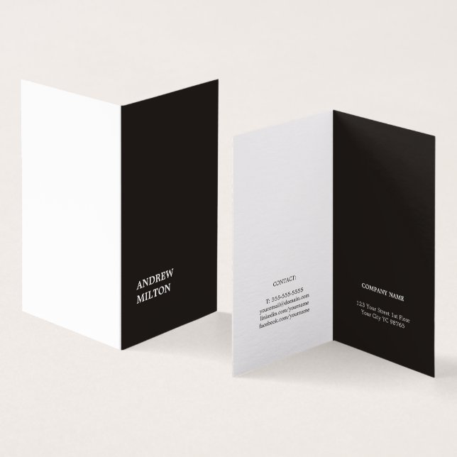 Minimalist Simple Elegant Black White Consultant Business Card (Inside and Outside)