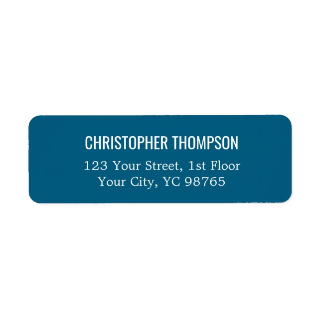 Minimalist Simple Elegant Blue White Label (Front)