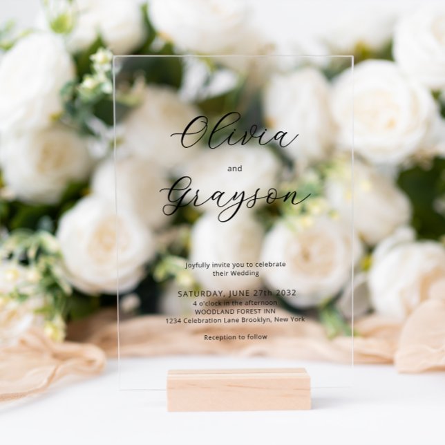 Minimalist Simple Elegant Calligraphy Wedding Acrylic Invitations (Creator Uploaded)