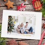 Minimalist Simple Elegant Family Christmas Photo Foil Holiday Card<br><div class="desc">Create the perfect holiday greeting this year with this simple minimalist photo christmas card.  This holiday card features elegant text with a photo.  All text can be customised to create your own personal message.  Add your family photo to create a truly unique christmas card this holiday season.</div>