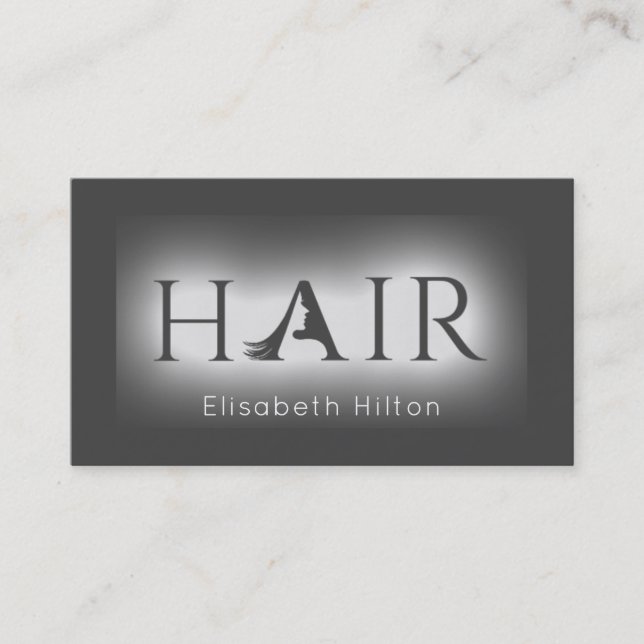 Minimalist simple elegant HAIR Business Card (Front)