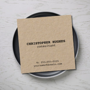 Minimalist Simple Elegant Kraft Consultant Square Business Card