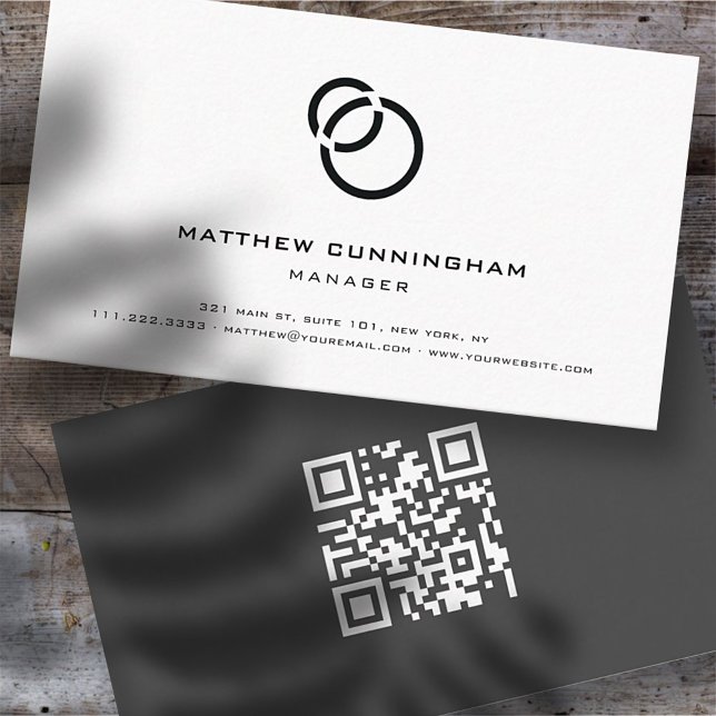 Minimalist Simple Elegant Modern Logo and QR Code Business Card (Creator Uploaded)