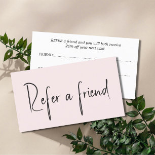 Minimalist Simple Elegant  Pale Rose White Referral Card