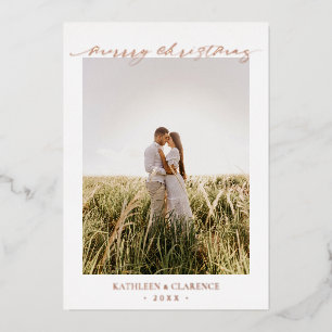 Minimalist Simple Elegant Photo Classic Christmas Foil Holiday Card