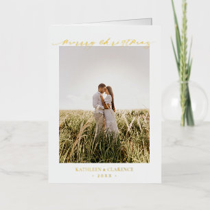 Minimalist Simple Elegant Photo Classic Christmas Foil Holiday Card