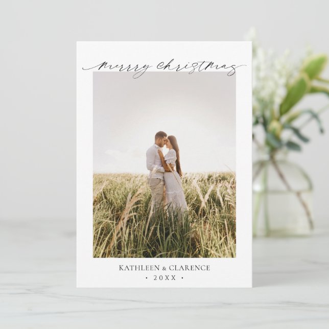 Minimalist Simple Elegant Photo Classic Christmas Holiday Card (Standing Front)